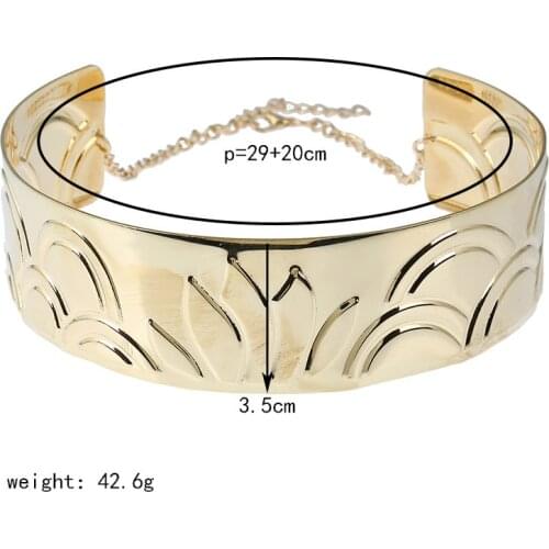 LZHLQ Steampunk Carved Geometric Choker Statement Necklace Women 2 Colors Zinc Alloy Clavicle Necklaces Trendy Collares Collier