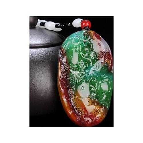 Zheru Jewelry Natural Colorful Jade Pisces Pendant Necklace Exquisite Jewelry Best Gift
