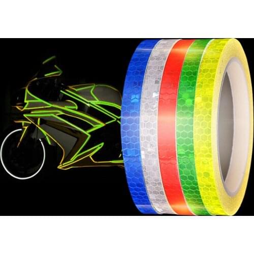 1cmx8m Bike Reflective Stickers Self-Adhesive DIY Rim Outdoor Safety Warning Lighting Sticker Waterproof Adhesive Tape For Decor