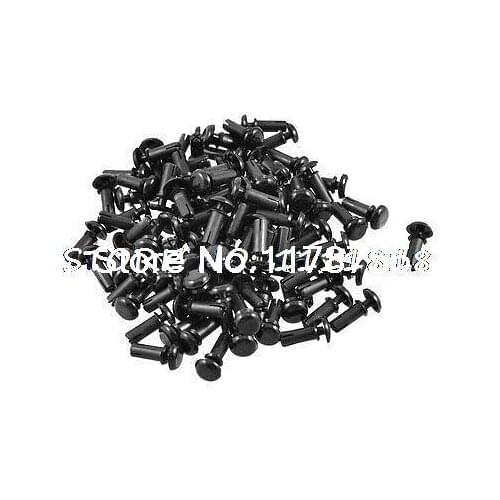 100 Pcs PCB 10.0mm Push in Height Nylon Clips Fasteners Rivets Black