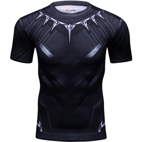 2021 Cosplay Anime characte Compression Clothes Supplier Black Panther 3D Printed Gym T Shirts