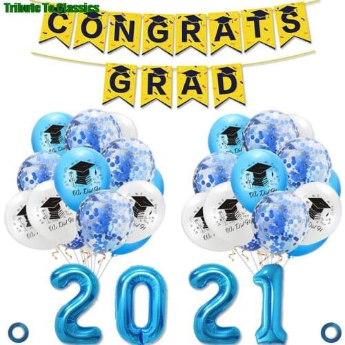 2021 Graduation Balloons Latex Balloon Confetti Ballons Congratulation Grad Party Decoration Supplies