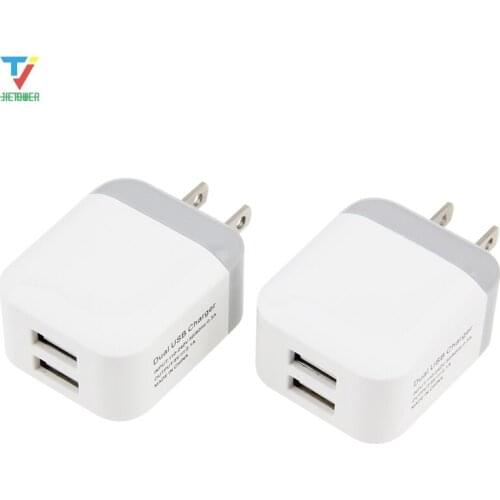 30pcs/lot 5V 2.1A Dual USB Ports US Plug Wall Charger Adapter Double USB 2-Port for Samsung IPhone Xiaomi Smart Mobile Phone