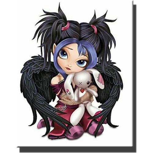 5D Diy Diamond Painting Cross Stitch Animal Bat Cartoon Angel Halloween Full Square Round Diamond Embroidery Mosaic X132