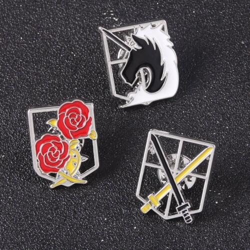 Attack On Titan Pins Brooch Wings Of Freedom Eren Scout Legion Stationary Guard Military Police Trainee Squad Badge Jewelry Gift