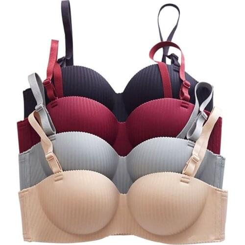 Women Seamless Bras Push Up Striped Thick Lingerie Wire Free Bra Girls Underwear Fashion Bralette Wireless Brassiere Female