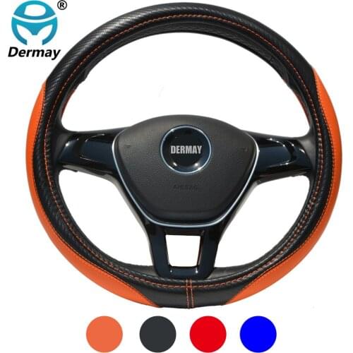 Car Steering Wheel Cover Carbon Fibre for Hyundai Santa-Fe Getz Accent Veloster Ioniq Tucson Solaris Elantra I10 I20 I30 I40