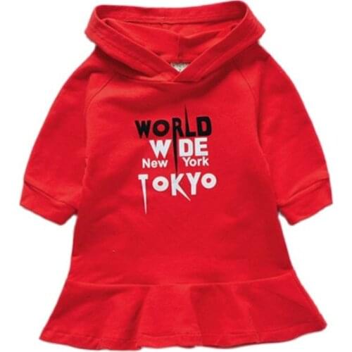 Kids Baby Girls Dresses Spring Summer Casual Color Matching Hooded Long Sleeve Girls Cartoon Sweater Dress Childrens Clothing