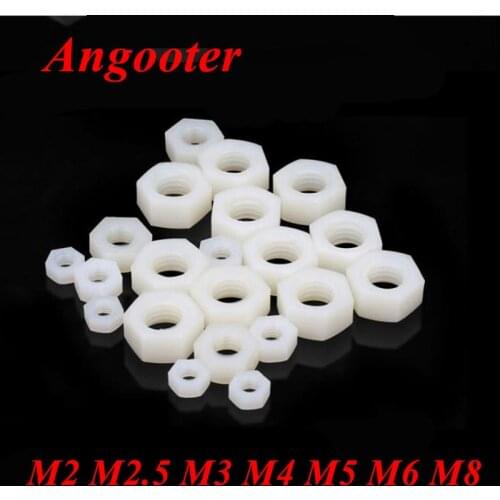 DIN934 M2 M2.5 M3 M4 M5 M6 M8 Nylon Hex Nut Plastic Hexagon Hex Nuts