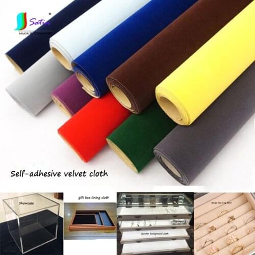 Diy Decorate Repair Counter Bar Showcase Storage Box Lining Fabric Counter Background Cloth Colorful Self-adhesive Velvet Cloth