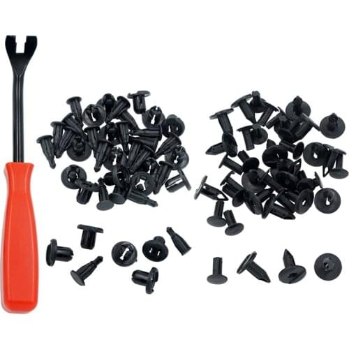 40pcs Push-type Plastic Bumper Fender Rivet Clips +1pcs Steel Fastener Removal Open Door Panel
