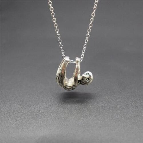 Elfin Wholesale Trendy Vintage 3D Sloth Necklaces Sloth Jewellery Hang Baby Sloth Pendant Necklaces Women Men Best Gift