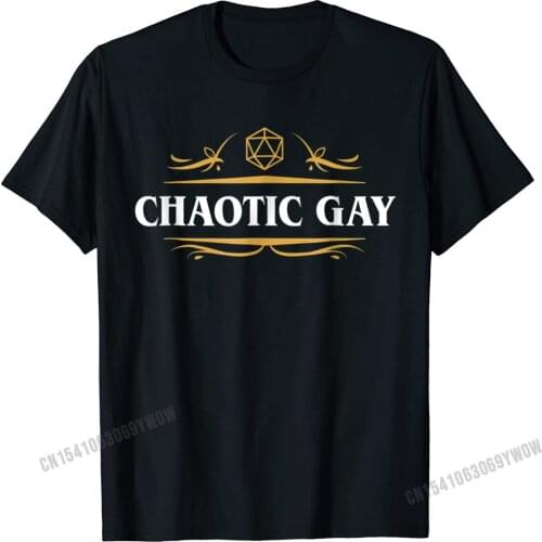 Nerdy Chaotic Gay Alignment Dice Collector D20 T-Shirt Camisas Men Tees Fitted Geek Cotton Mens T Shirt Casual