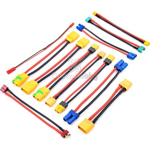XT30 XT60 XT60H XT90 XT90S EC3 EC5 MPX T Deans JST Male to Female Extension Cable Wire 12AWG / 14AWG for RC Battery Charger