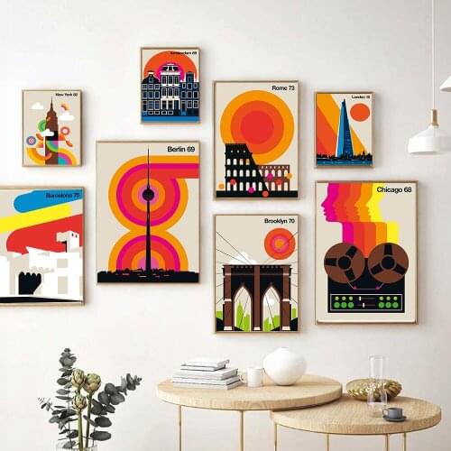 Paintings for Interior City Landscape Wall Art Posters and Prints for Bedroom Abstract Modern Home Room Decor Frameless