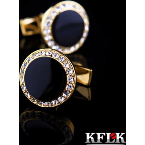 KFLK 2020 Luxury shirt HOT cufflink for mens Brand cuff button Crystal cuff link Gold High Quality gemelos abotoaduras Jewelry