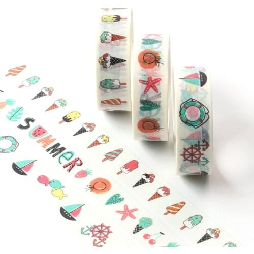 5M Cute grid, flower, Ice Cream Adhesive Washi Tape Single Sided Decorative Paper Masking Scrapbook DIY Card Sticker Tape