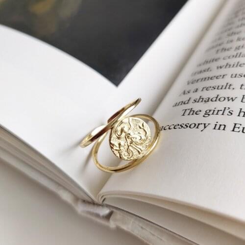 Ins 925 Sterling Silver Minilist Mermaid Rings Elegant Gold Round Adjustable Rings for Women Engagement Silver Jewelry