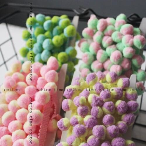 10yards Ball Lace Macarons color pom pom trim 1.5cm ball diameter 2cm wide tassel trim Fringe Ribbon sewing accesory