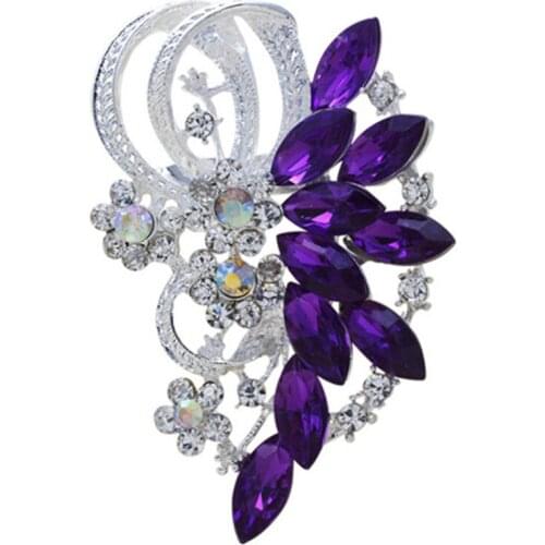 DIEZI Summer Silver Plated Full Shining Crystal Rhinestone Cardigan Brooches for Wedding Gift brooch for women party Accessories