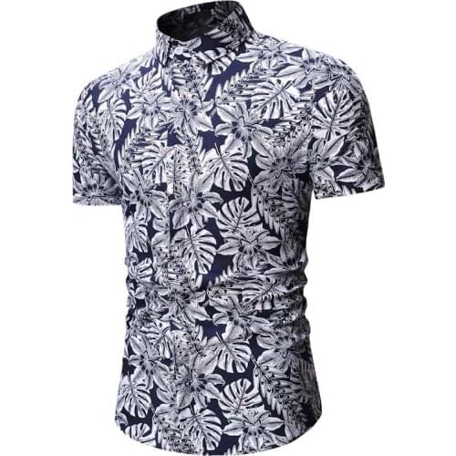 Summer Hawaiian Shirt New Mens Shirts Casual Slim Fit Short Sleeve Floral Shirt Men Plus Size XXXL Single Breasted Camisa Hombre