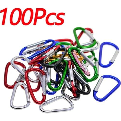 Small Outdoor Portable Buckles Multi purpose carabiner climbing hook 50/100 pcs mini Carabiner keychain Spring Belt lock Clip