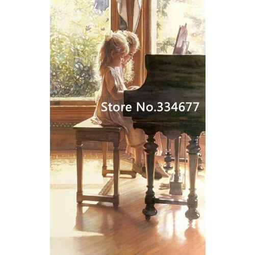 Play piano Girl cute child For Embroidery Needlework 14CT Counted Unprinted DIY Cross Stitch Kits Handmade Art Wall Decor