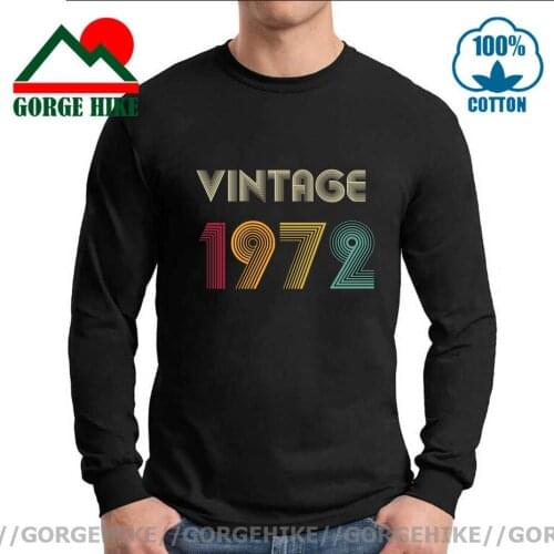 Fashion Long Sleeve Tshirt Vintage 1972 T Shirt 47th Birthday Gift T-Shirt 47th Birthday for Women and man Wife Husband Dad Tees