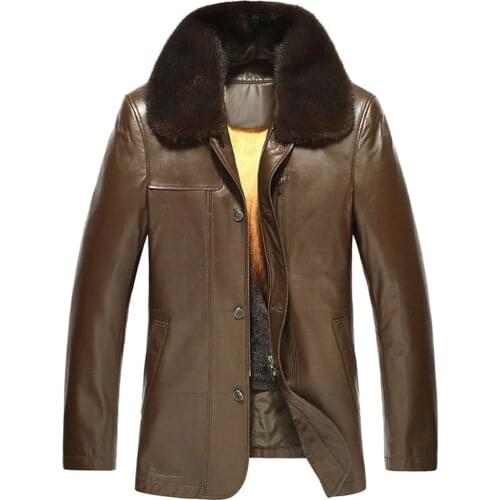 Champagne Mens Golden Mink Fur Jacket Removable Liner Trench Coat Crafted From Imported Sheepskin Leather Overcoat