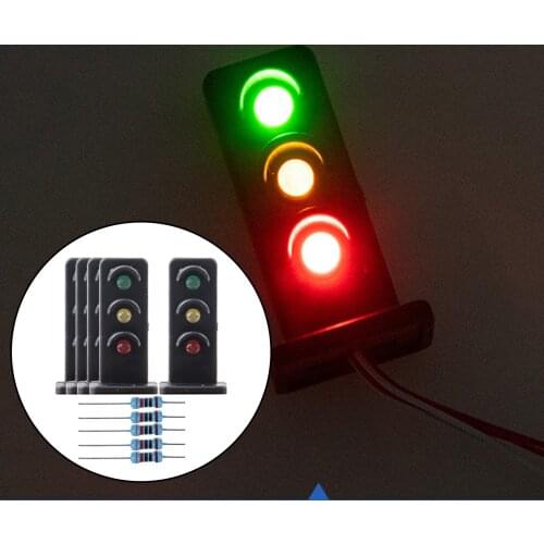 Pack of 5 Diorama 1:87 HO Scale Traffic Light Lamp Miniature Sand Table Micro Landscape Building Railway Model Scenery Supplies