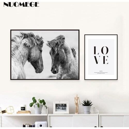 Wall Art Horse Canvas Poster And Print Nordic Style Modern Landscape Painting Minimalist Letter Wall Picture For Home Decoration