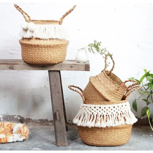 Nordic Ins Hand-woven Storage Basket Creative Homestay Seaweed Basket Home Decoration Laundry Basket Woven Basket