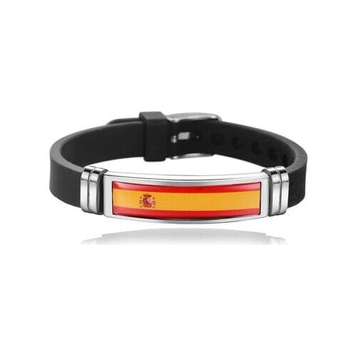 New Spain Flag Bangles Sporty Style Stainless Steel Silicone Spain Country Flag Bracelets Jewellery