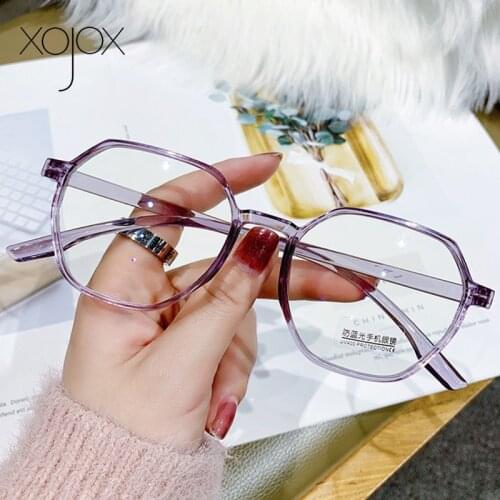 XojoX Blu-Ray Reading Glasses for Women Men Polygon Computer Hyperopia Spectacles Diopter +1.0 2.0 3.0 4.0 Vintage Glasses