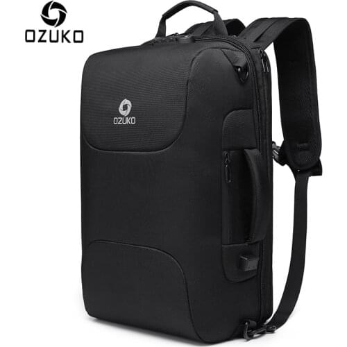 OZUKO Men‘s Anti Theft Lock Waterproof Backpack USB Charge 15.6 inch Laptop Backpacks Casual Business Bagpack For Male Rucksack