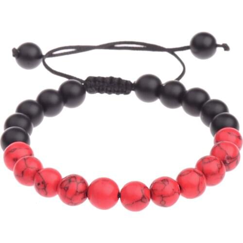 Braided 8mm Beads Bracelet Natural Turquoises Stone man women Yoga Meditation Braclet Armband Couple Adjustable Gift