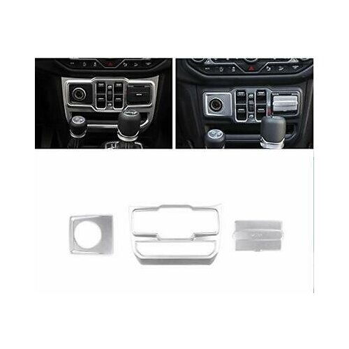 Window lift Control & Cigarette Lighter & USB Socket Cover Trims for Jeep JL 3pc