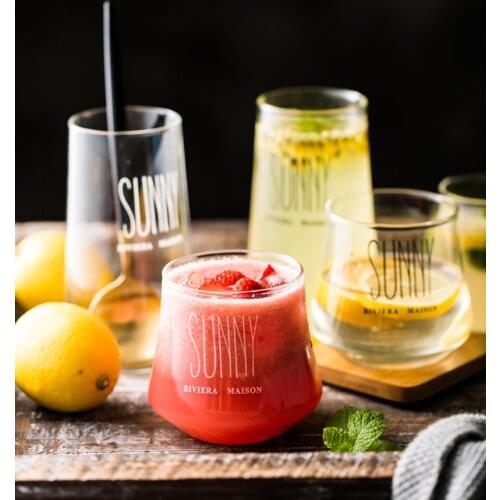 Transparent Beverage Cup Glass Creative Personality Artistic Ins Wind Household Simple Milk Tea Drink Female Cute Mousse Tray