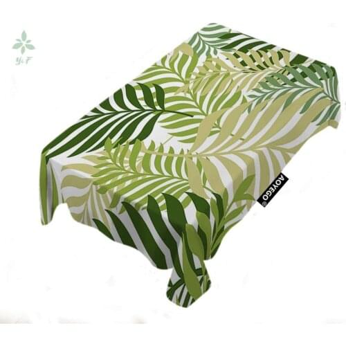 Green Palm Tree Leaves Rectangle Tablecloth Nature Tropical Summer Floral Green Leaf Tablecover For Indoor Outdoor Picnic Party