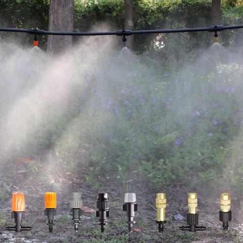 RBCFHl 5-40PCS Adjustable Misting Spray Nozzle to 1/4'' Barb Connector Micro Spray Balcony Watering Plant Kit Irriation