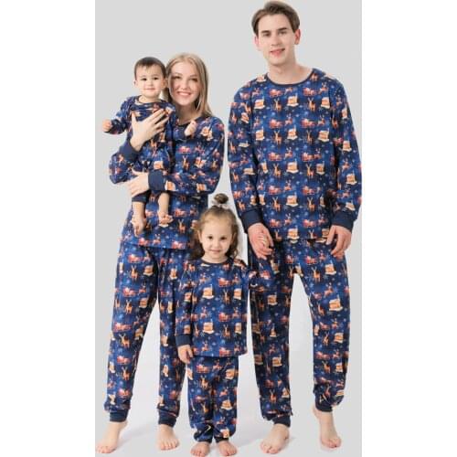 Christmas Family Matching Outfits Mommy and Me Xmas Pjs Clothes Tops+Pants Sets Deer Print Father Mother Kids & Babys Pajamas