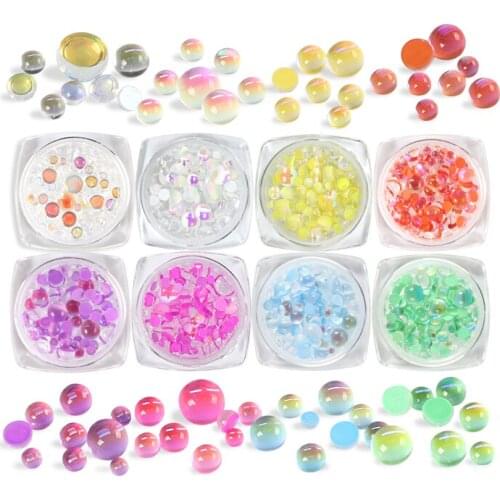 Mermaid Color Half Round Pearl Mixed Gradiented Flatback ABS Rhinestone Pearls Beads Nail Supplies For Professionals Accessories