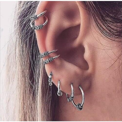 8PCS/1 Set Fashion Women Hoop Earrings Stud earrings Charm Girls Gift jewelry Evening Party Earring