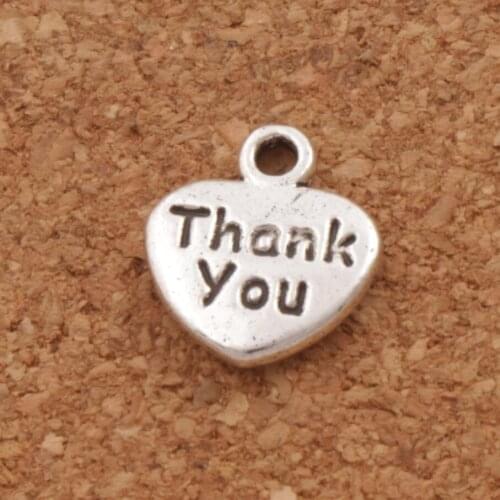 Thank You Heart Spacer Charm Beads 12.3x10.8mm 75PCS Zinc Alloy Pendants Alloy Handmade Jewelry DIY L373