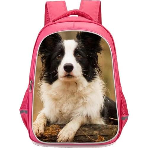 New Girls School Backpack Border Collie Dog Print Primary School Bags Girls 6-10 Years Children Bookbag Kids Satchel Knapsack