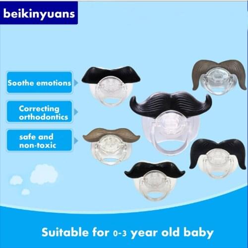 Food grade silicone funny funny prank baby pacifier fake nipple teether baby pacifier bearded fangs pacifier gift