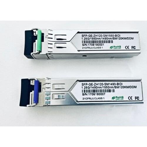 Generic Compatible Pair of BiDi SFP-GE-ZH120-SM1490+1550-BIDI 1.25G 120km Transceiver Module