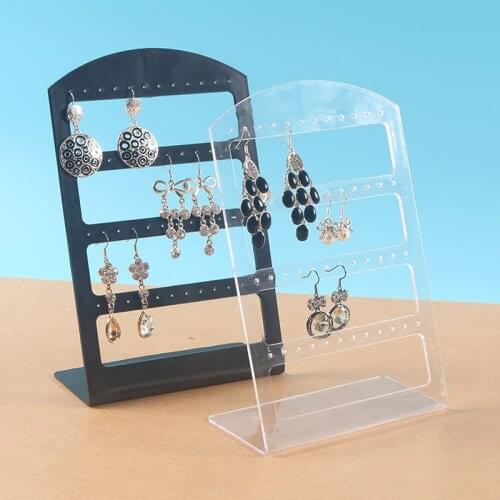 48-hole Earring Rack Plastic Jewelry Display Stand Earring Plate Earrings Organizer Holder Storage Grid Holders Black Racks