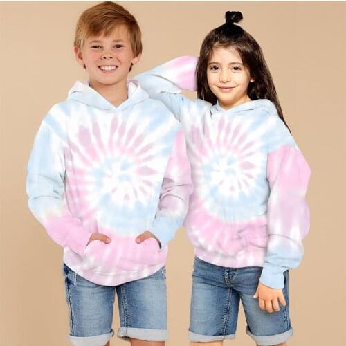 2021 Spring Kids Tie Dye Hoodie Long Sleeve Pullovers Casual Boys Girls Sweatshirt Hoody Childrens Clothing 7 8 9 10 12 Years