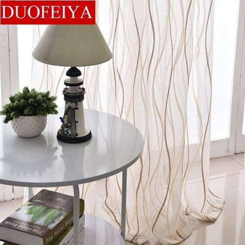 Thicken White Curtain Screens For Living Room Balcony Modern Striped Curtain Tulle Bedroom Window Cortinado De Sala
